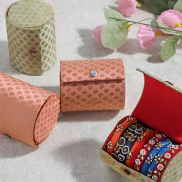 RR Crafts Set of 2 Peach & Green Printed Bangle Case Organisers image 2