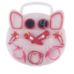 FOLIYAJ Girls 14 Pcs Red Hair Accessories with Cat Shape Storage Box-image-99