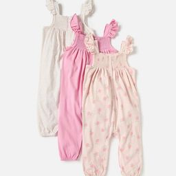 Juniors by Babyshop Infant Girls Pack Of 3 Printed Cotton Rompers-25