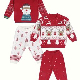 Greendeer Kids Pack Of 4 Self Design Pure Cotton Clothing Set-4