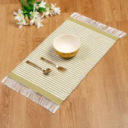 eyda Green 6 Pieces Striped Pure Cotton Table Placemats-34