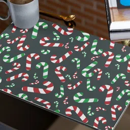THEYAYACAFE Red & Black 7 Pieces Printed Tablemats & Table Runner image 3