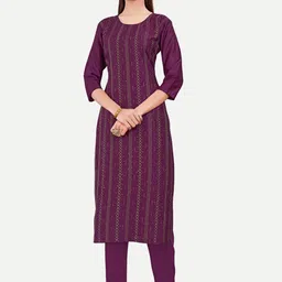 Riti Geometric Embroidered Sequinned Regular Kurta with Trousers-image-83