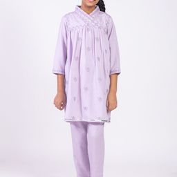 HERE&NOW Girls Ethnic Motifs Embroidered A-Line Kurta with Trousers-image-25