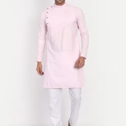 TAHVO Mandarin Collar Regular Pure Cotton Kurta with Pyjamas-picture-2