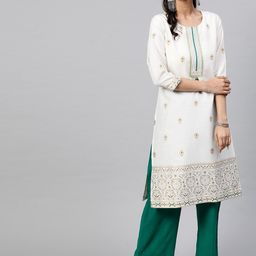 indo street Ethnic Motif Printed Thread Work Kurta With Palazzos-picture-56