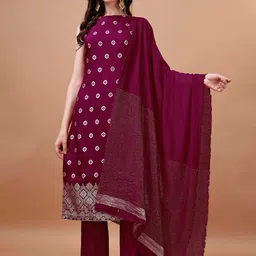 Hinayat Fashion Floral Woven Design Pure Silk Kurta With Trouser & Dupatta-46