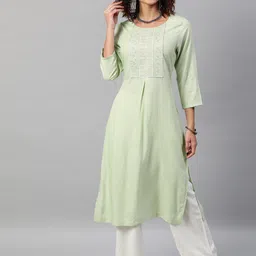 indo street Yoke Design Pleated Thread Work A-Line Kurta With Palazzos-picture-32