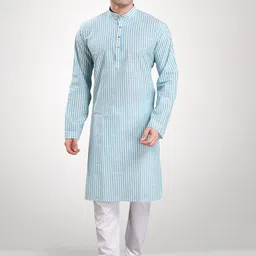 RG DESIGNERS Men Blue Striped Kurta with Pyjamas-image-39