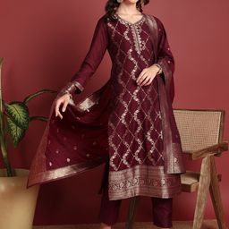 KALINI Women Regular Kurta with Trousers & With Dupatta-32