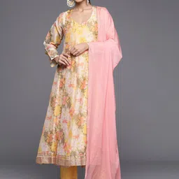 Mitera Floral Printed Gotta Patti Anarkali Kurta With Trousers & Dupatta-picture-54
