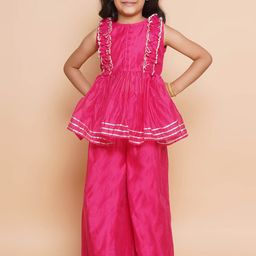 Modish Couture Girls Gotta Patti Chanderi Silk Kurti with Palazzos-image-51