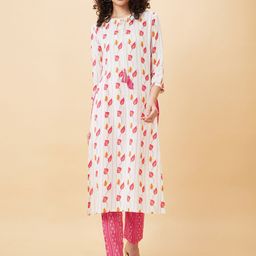 Globus Floral Printed Tie-ups Neck Kurta With Trousers-image-26