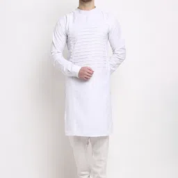 Benstoke Men white cotton blend Kurta with chudidar-image-87