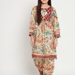 Readiprint Fashions Infants Girls Floral Print Gotta Patti Pure Cotton Kurta & Harem Pants-image-8