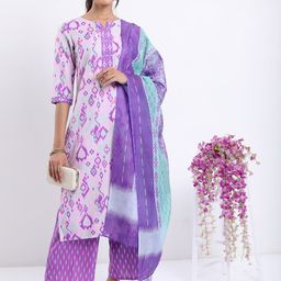 Vishudh Ethnic Motifs Printed Straight Kurta with Palazzos With Dupatta-24