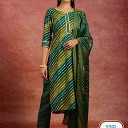 Libas Leheriya Printed Regular Gotta Patti Kurta with Trousers & Dupatta-6
