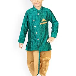 BAESD Boys Floral Regular Dupion Silk Kurta with Dhoti Pants-32