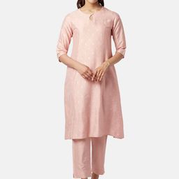 RANGMANCH BY PANTALOONS Ethnic Motifs Printed Keyhole Neck Kurta with Trousers & Dupatta-2