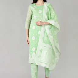 KALINI Women Ethnic Motifs Embroidered Regular Thread Work Kurta with Trousers & With Dupatta-8