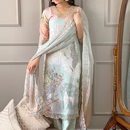 KALINI Women Ethnic Motifs Printed Regular Kurta with Trousers & With Dupatta-image-36