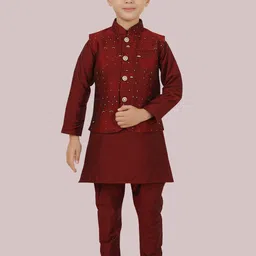 Ethniks Neu-Ron Boys Abstract Embroidered Silk Chiffon Straight Kurta With Pyjama-image-28