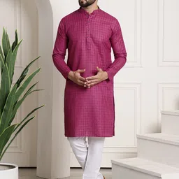 SOJANYA Checked Mandarin Collar Kurta With Churidar-image-33