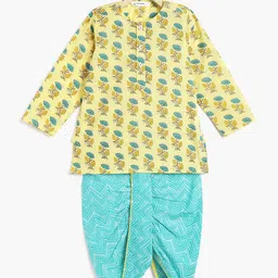 Campana Boys Floral Printed Regular Pure Cotton Kurta with Dhoti Pants-44