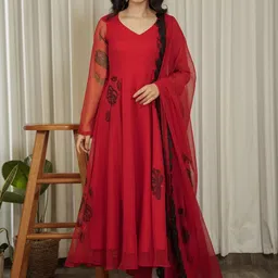 OneWe Mohabbat Floral Printed Anarkali Kurta with Trousers & With Dupatta-picture-1
