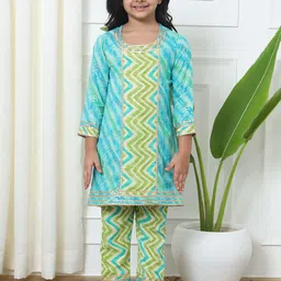 Readiprint Fashions Girls Bandhani Printed Gotta Patti Kurti With Trousers-image-11