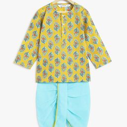 Campana Boys Paisley Printed Pure Cotton Straight Kurta With Dhoti Pants-35