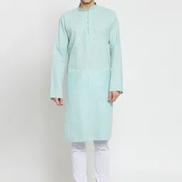 RG DESIGNERS Men Green Self Design Kurta with Pyjamas-picture-7