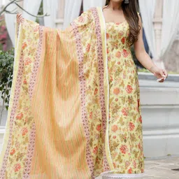Rangeelo Floral Printed Regular Pure Cotton Kurta with Trousers & With Dupatta-14