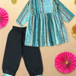 BAESD Girls Abstract Printed Empire Pure Cotton Anarkali Kurti With Salwar-picture-20