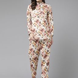 Aarika Floral Printed Pure Silk Long Sleeves Top With Trousers-image-20