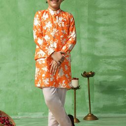FASHION DREAM Boys Floral Printed Regular Kurta with Trousers-picture-52