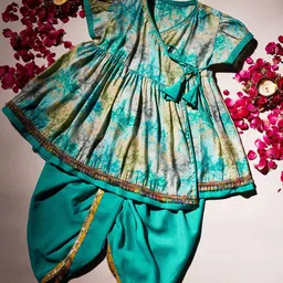 Stylo Bug Girls Printed Angrakha Kurti With Dhoti Pants-image-47