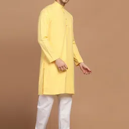 TAHVO Mandarin Collar Straight Long Sleeves Straight Kurta With Pyjamas-image-69
