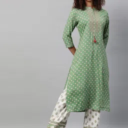 indo street Ethnic Motifs Woven Design Thread Work Straight Kurta with Trousers-picture-28