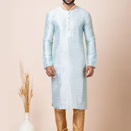 ROOTED LIBAAS Geometric Woven Design Regular Straight Kurta With Churidar-picture-14