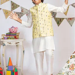 PS KIDS BY PAYAL SINGHAL Boys Regular Chanderi Silk Kurta with Churidar-image-73