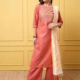 Vishudh Women Floral Embroidered Regular Kurta with Palazzos & With Dupatta-picture-18