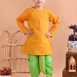 Superminis Boys Angrakha Pure Cotton Kurta with Dhoti Pants-19