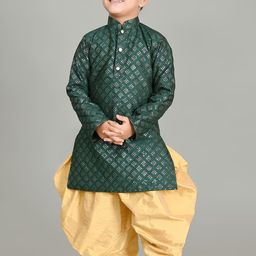 Cae Boys Floral Printed Regular Dupion Silk Kurta with Dhoti Pants-45