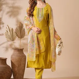 Siya Fashion Floral Thread Work Straight Kurta with Trousers And Dupatta-picture-50