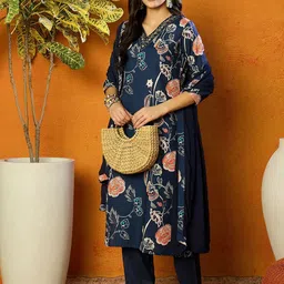 KALINI Women Floral Printed Regular Kurta with Trousers & With Dupatta-picture-18