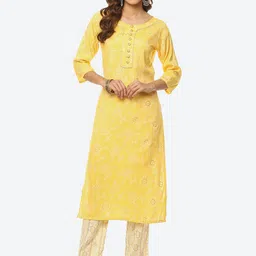 Kurti's by Menka Women Bandhani Printed Pure Cotton Kurta with Trousers-picture-27