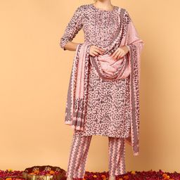 KALINI Ethnic Motifs Printed Regular Kurta with Trousers & With Dupatta-image-32