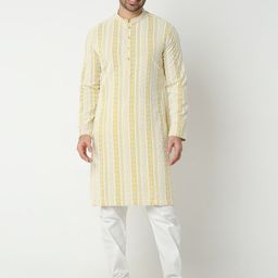 Ethnicity Men Floral Embroidered Regular Thread Work Kurta with Pyjamas-picture-11