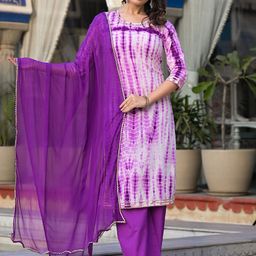 Varanga Women Dyed Regular Gotta Patti Pure Cotton Kurta with Palazzos & With Dupatta-image-92
